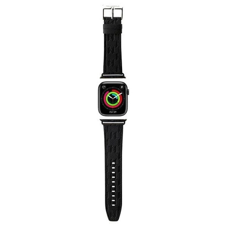 Pasek Karl Lagerfeld Saffiano Monogram na Apple Watch 38/40/41mm - czarny