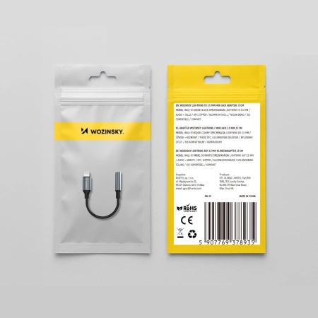 Adapter Wozinsky WALJ-01 Lightning - mini jack 3,5mm - czarny