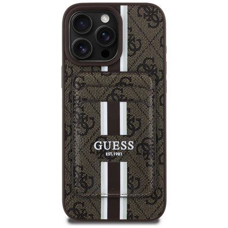 Etui Guess 4G Stripes z portfelem        Magsafe do iPhone 16 Pro Max brązowy