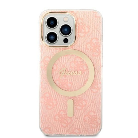 Guess zestaw ładowarka MagSafe + etui do iPhone 13 Pro Max 6,7" różowe 4G Print (GUBPP13XH4EACSP)