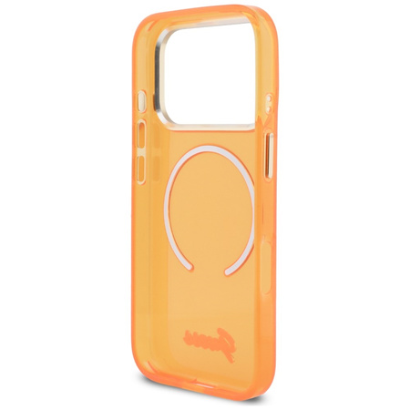 Etui Guess IML Script Metal MagSafe do   iPhone 17 Pro pomarańczowy