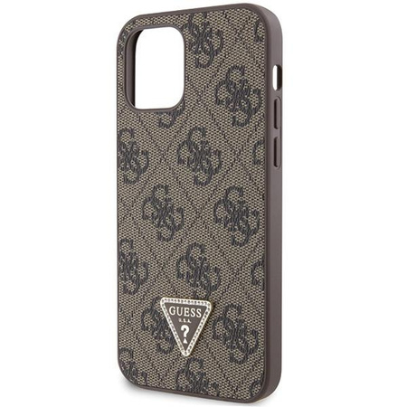 Etui Guess GUHCP12MP4TDSCPW na iPhone 12 / 12 Pro - brązowe Crossbody 4G Metal Logo