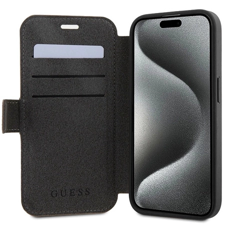 Etui Guess 4G Metal Logo na iPhone 15 Pro - brązowe