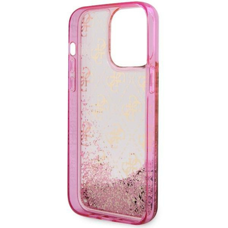 Etui Guess GUHCP14XLC4PSGP na iPhone 14 Pro Max 6.7" - różowe Liquid Glitter 4G Transculent