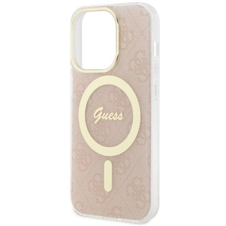 Etui Guess GUHMP14LH4STP na iPhone 14 Pro - różowe 4G MagSafe