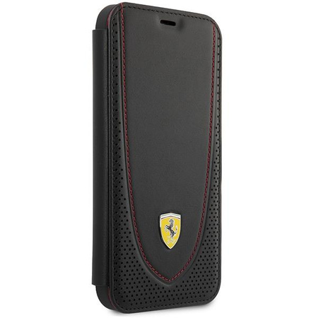 Etui Ferrari FEFLBKP13LRGOK na iPhone 13 Pro - czarne book Leather Curved Line