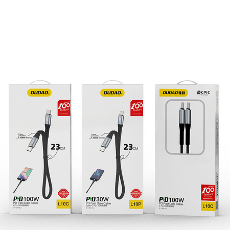 Dudao L10P kabel USB Typ C - Lightning PD20W 0.23m czarny (L10P)
