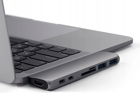 Hub do laptopa Co2, Adapter 7w1 do Apple, do MacBook Pro , do Air Retina, USB-C, HDMI, Karta pamięci SD, Micro SD, 1 x HD, srebrny