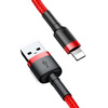 Baseus Cafule Cable wytrzymały nylonowy kabel przewód USB / Lightning QC3.0 2.4A 0,5M czerwony (CALKLF-A09)