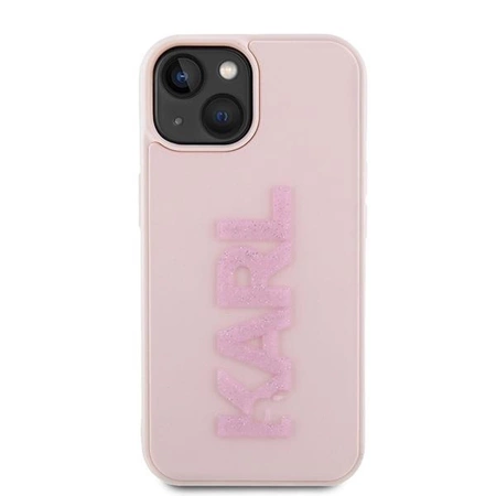 Etui Karl Lagerfeld 3D Rubber Glitter Logo na iPhone 15 Plus - różowe