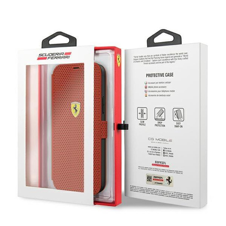 Ferrari FESPEFLBKP12SRE iPhone 12 mini 5,4" czerwony/red book On Track Perforated