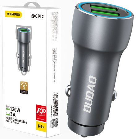 Dudao szybka ładowarka samochodowa 2 x USB 3A 18W szary (R4+)