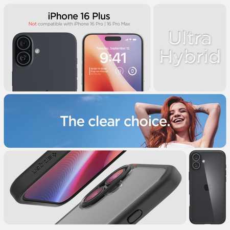 SPIGEN ULTRA HYBRID DO IPHONE 16 PLUS CASE OCHRONNE Z PRZEZROCZYSTYM TYŁEM