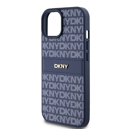 DKNY ETUI HARDCASE DO IPHONE 15 14 13 Z LOGO METALOWYM LEATHER MONO STRIPE