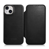 iCarer CE Oil Wax Premium Leather Folio Case skórzane etui iPhone 14 z klapką magnetyczne MagSafe czarny (AKI14220705-BK)