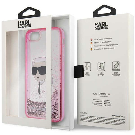 Etui Karl Lagerfeld KLHCI8LNKHCP na iPhone 7/8/ SE 2020 / SE 2022 - różowe Glitter Karl Head