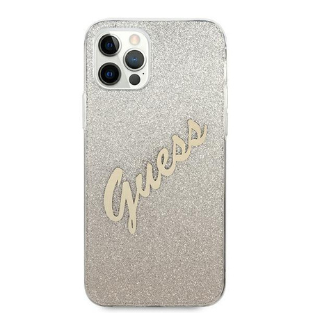 Guess GUHCP12LPCUGLSGO iPhone 12 Pro Max 6,7" złoty/gold hardcase Glitter Gradient Script