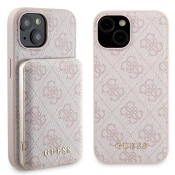 Zestaw Guess GUBPM5P15S4GEMGP iPhone15 6.1 hardcase + Powerbank 5000mAh MagSafe różowy/pink 4G Metal Logo