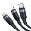 Kabel 3-w-1 Joyroom Multi-Use Series S-1T3018A18 Lightning USB-C micro USB 30 cm - czarny