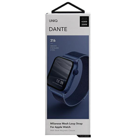 UNIQ pasek Dante Apple Watch Series 4/5/6/7/8/SE/SE2 38/40/41mm Stainless Steel niebieski/cobalt blue