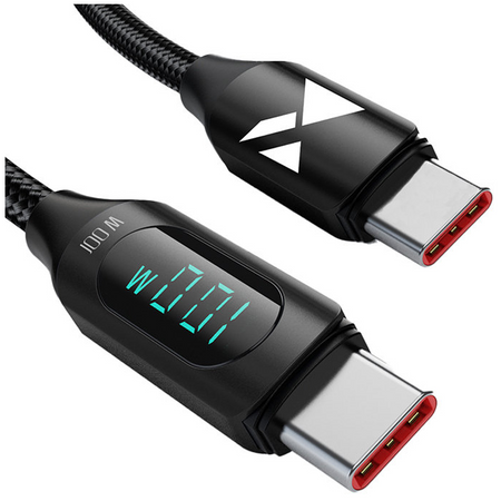 Kabel USB C - USB C Wozinsky WUCCC1 z wyświetlaczem PD 100W 1m - czarny