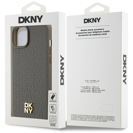 DKNY ETUI HARDCASE DO IPHONE 15 PLUS 14 PLUS 6.7 LEATHER PATTERN DO MAGSAFE