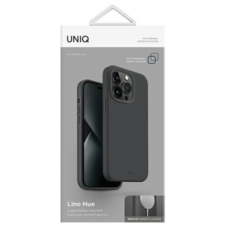 Etui Uniq Lino Hue na iPhone 14 Plus Magclick Charging - szare