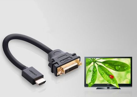 Ugreen kabel przewód przejściówka adapter DVI 24+1 pin (męski) - HDMI (męski) FHD 60 Hz 1,5 m czarny (HD106 11150)