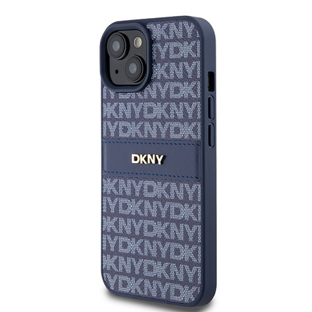 DKNY ETUI HARDCASE DO IPHONE 15 14 13 Z LOGO METALOWYM LEATHER MONO STRIPE