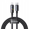 MCDODO KABEL USB-C SZYBKIE ŁADOWANIE DO IPHONE LIGHTNING 36W 1M LED CZARNY