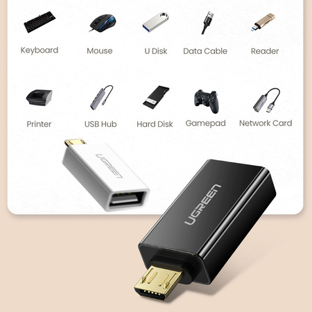 Ugreen adapter przejściówka micro USB - USB 2.0 OTG biała (US195)