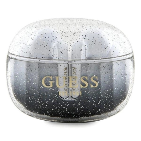 Słuchawki Bluetooth TWS Guess Glitter Gradient ze stacją dokującą - czarne