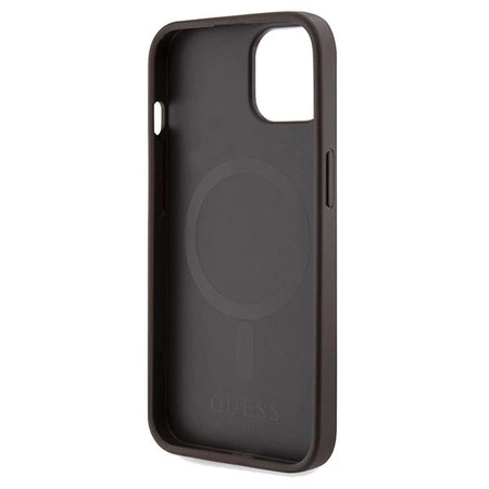 Etui Guess 4G Printed Stripes MagSafe na iPhone 15 / 14 / 13 - brązowe