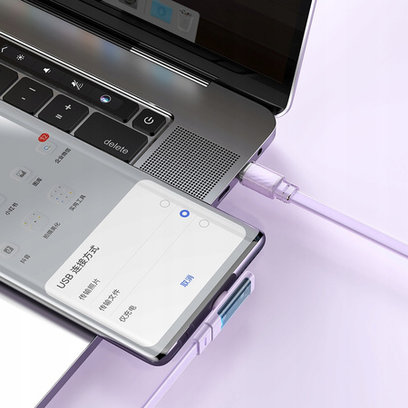MCDODO KABEL USB-C KĄTOWY SZYBKIE ŁADOWANIE USB TYP C 3A 65W FIOLETOWY 1M
