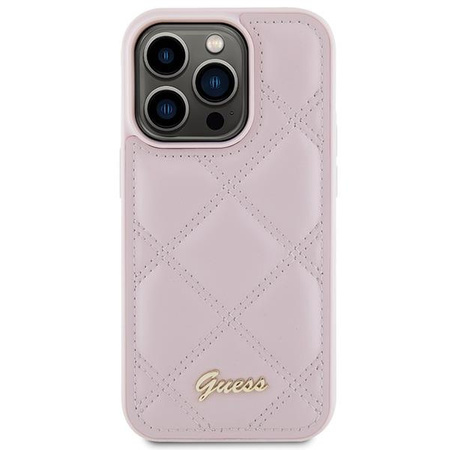 Etui Guess Quilted Metal Logo na iPhone 15 Pro - różowe