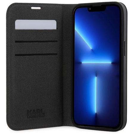 Etui Karl Lagerfeld KLBKP14SSAKLHPG na iPhone 14 bookcase - srebrne Saffiano Monogram
