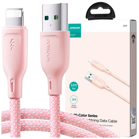 Kabel Joyroom Multi-Color Series SA34-AL3 USB-A / Lightning 3A 1m - różowy