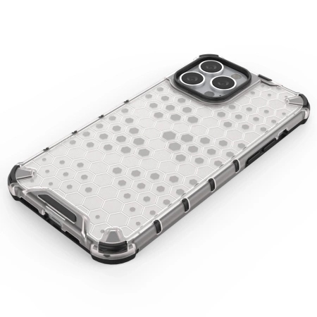 HURTEL ETUI HONEYCOMB DO IPHONE 13 PRO MAX Z ŻELOWĄ RAMKĄ ANTYWSTRZĄSOWE