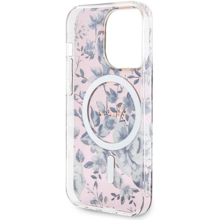 Etui Guess GUHMP14LHCFWSP na iPhone 14 Pro - różowe Flower MagSafe