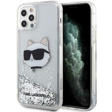 Etui Karl Lagerfeld KLHCP12MLNCHCS na iPhone 12/ 12 Pro - srebrne Glitter Choupette Head