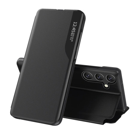 HURTEL ETUI DO SAMSUNG GALAXY S24 FE Z KLAPKĄ, STANDEM I EKOLOGICZNĄ SKÓRĄ