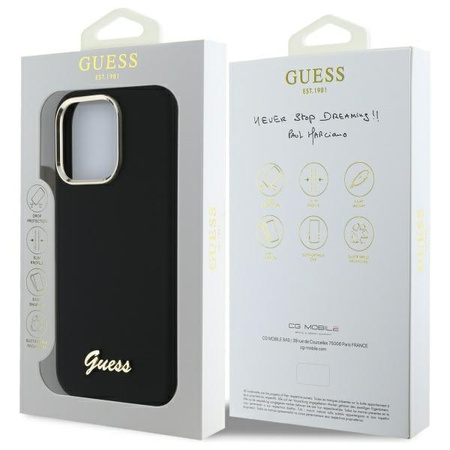 Guess GUHCP16LSMBSLK iPhone 16 Pro 6.3"  czarny/black hardcase Silicone Script Metal Logo & Frame