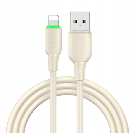 MCDODO ŁADOWARKA KABEL USB LIGHTNING SZYBKIEGO ŁADOWANIA DO IPHONE 1M LED BEŻOWY