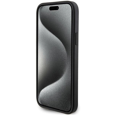 Etui Karl Lagerfeld Saffiano Cardslot Karl&Choupette Metal Pin do iPhone 15 - czarne