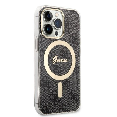 Guess zestaw ładowarka MagSafe + etui do iPhone 13 Pro Max 6,7" czarne 4G Print (GUBPP13XH4EACSK)