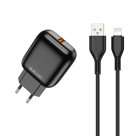 JELLICO ładowarka sieciowa C32 18W 1xUSB QC3.0 + kabel Lightning Czarny
