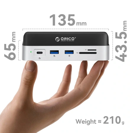 Stacja dokująca Orico MiniDock 10w1 z kieszenią na dysk twardy SSD - srebrna