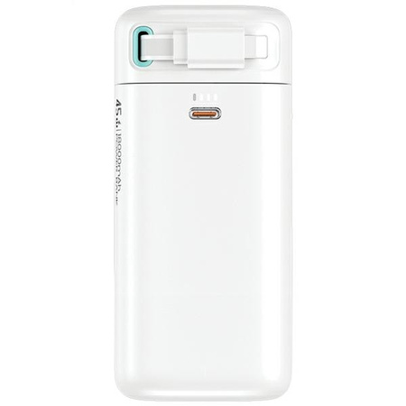 USAMS Powerbank ze zwijanym kablemRetractable Lightning 18000 mAh PD45W Fast Charge XMF Series biały/white 20KCD21702 (US-CD217)