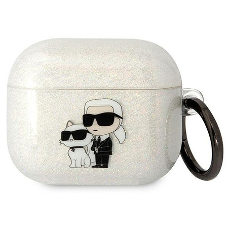 Etui Karl Lagerfeld KLA3HNKCTGT na AirPods 3 cover - przezroczyste Glitter Karl&Choupette