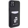 Etui Karl Lagerfeld Saffiano Cardslot Karl&Choupette Metal Pin do iPhone 15 - czarne